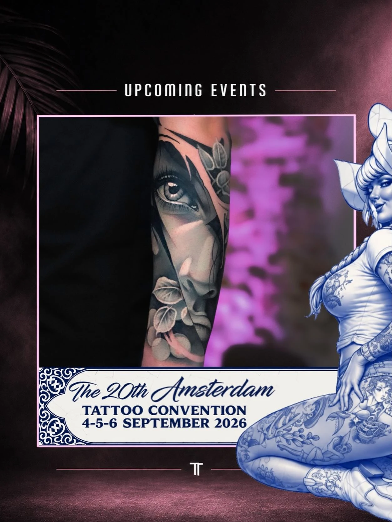 Official poster for the Amsterdam Tattoo Convention, 4 to 6 September 2026.