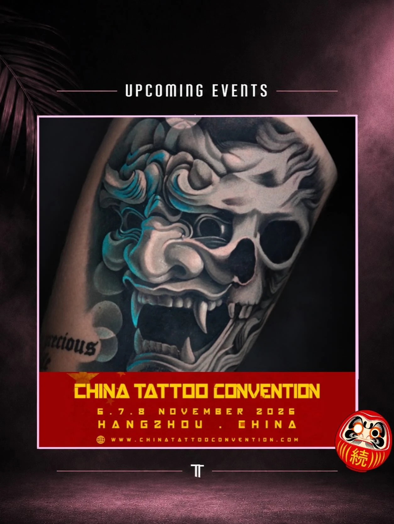 Official poster for the China Tattoo Convention in Hangzhou, 6 to 8 November 2026.